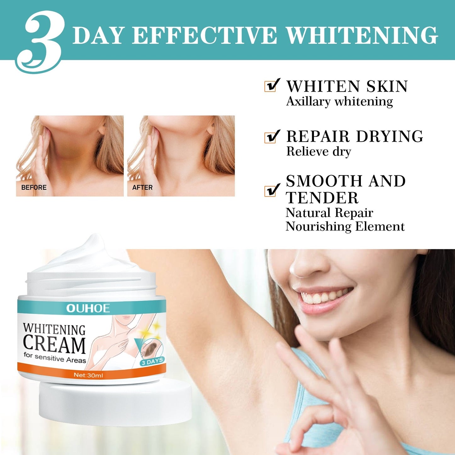 OUHOE Whitening Cream for Sensitive Areas