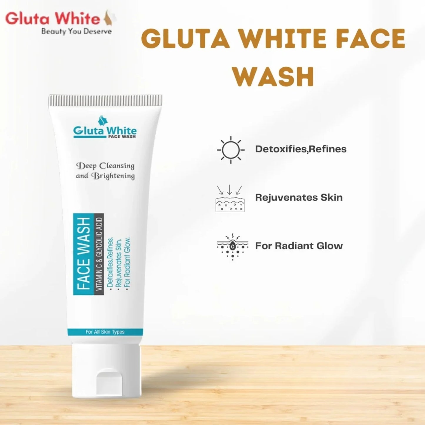 Gluta White Face Wash – Deep Cleansing, Brightening & Oil Control