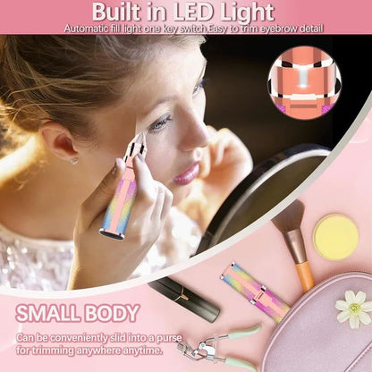 2-in-1 Electric Eyebrow Trimmer & Shaver — Rechargeable Precision Hair Remover with LED Light