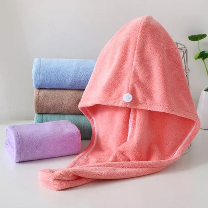 Quick-Dry Cotton Hair Dryer Cap & Towel Wrap Turban