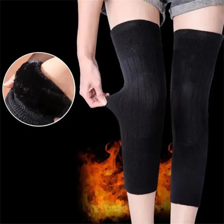 Cold-Proof Plush Compression Knee Socks & Pads — Winter Sports & Recovery