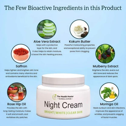 Night Cream for Bright, White, and Clear Skin – 50g