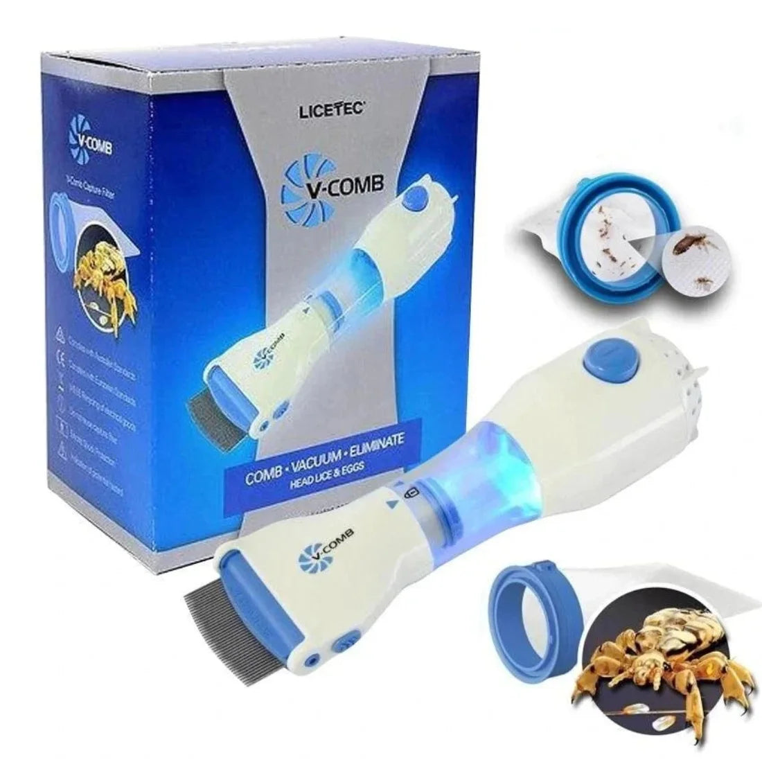 Electric V-Comb Anti-Lice Machine | Chemical-Free | With Box & Filters